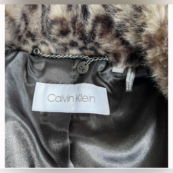 Calvin Klein Leopard Print Faux Fur Coat - Picture 5 of 5